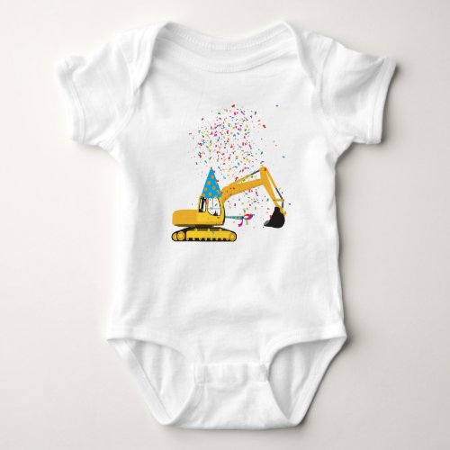 Custom Excavator Construction Truck Birthday Party Baby Bodysuit