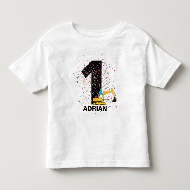 Custom Excavator Construction Truck Birthday Party Toddler T-shirt (Front)