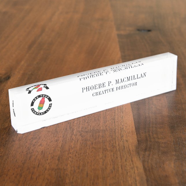 Custom Executive Logo Desk Name Plaque Plate (Side)