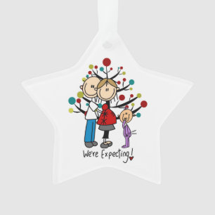 Custom Expectant Couple and Girl Acrylic Ornament