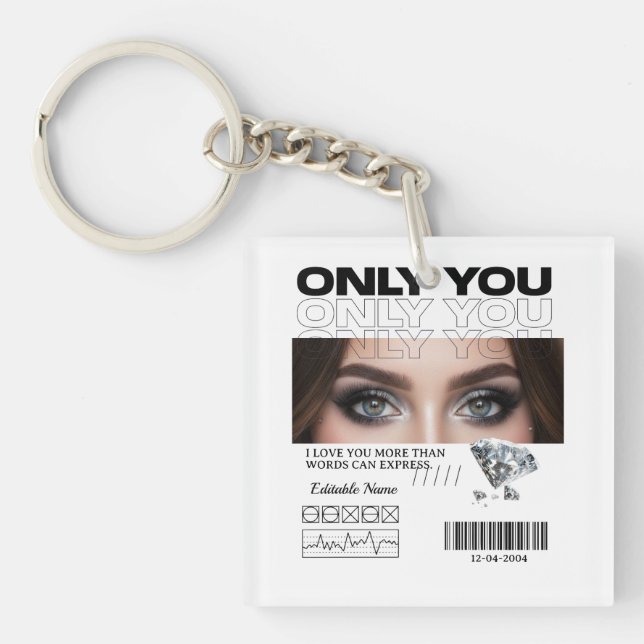 Custom Eyes Image, text | Personalized  Keychain (Front)
