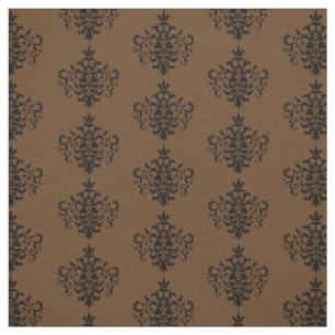 Custom Fabric-Chocolate Brown & Black Damask Fabric