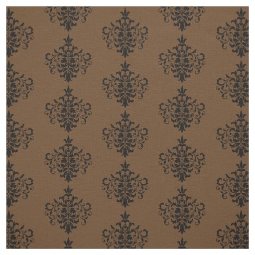 Custom Fabric-Chocolate Brown & Black Damask Fabric