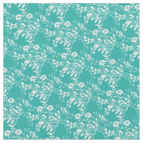 Custom Fabric_Teal  White Floral Fabric