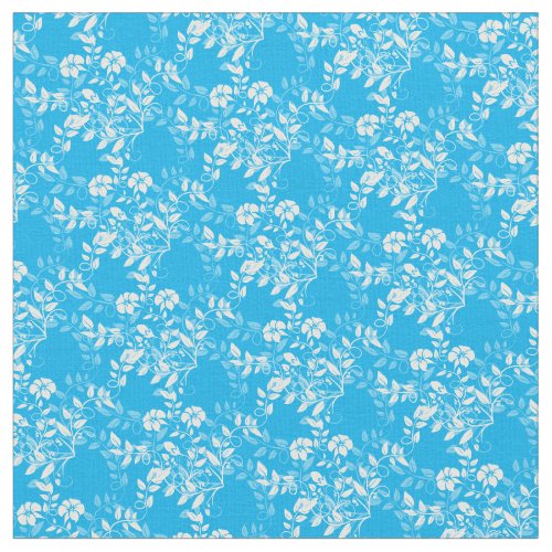 Custom Fabric_Turquoise  White Floral Fabric
