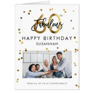 Custom Fabulous 60th Birthday Office Photo JUMBO Card