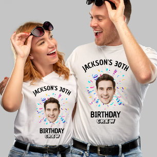 Custom Face 10th 20th 30th 40th 50th Birthday Crew T-Shirt