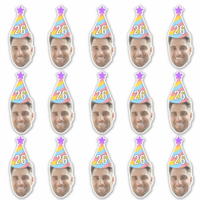 Custom Face 20th 30th 40th 50th 60th 70th Birthday Sticker (Front)