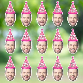 Custom Face 20th 30th 40th 50th 60th 70th Birthday Sticker