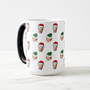 Custom Face 2 Photos Santa Hat Christmas Gift Color Morph Mug
