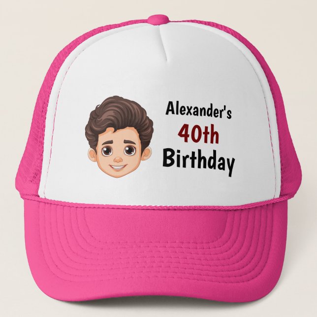 Custom Face 30th 40th 50th 60th 70 Birthday Squad Trucker Hat (Front)