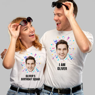Custom Face 30th 40th 50th 60th 80 Birthday Squad T-Shirt