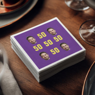 Custom Face 50th Birthday Fun Photo Humor Napkins