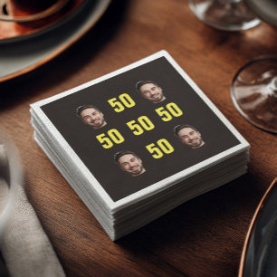 Custom Face 50th Birthday Fun Photo Napkins
