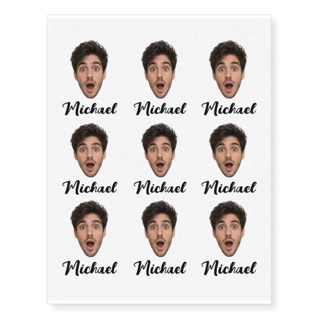 Custom Face Bachelor Party  Temporary Tattoos (Front)