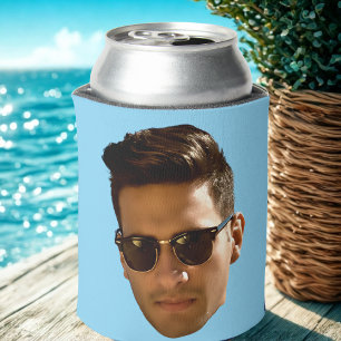 Custom Face Bachelorette Party Birthday Blue Can Cooler