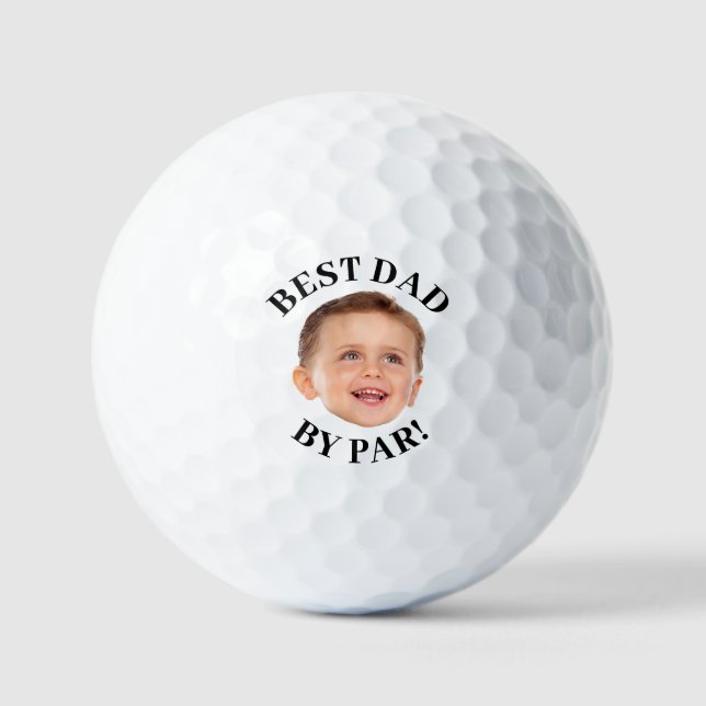 Custom Face Best Dad By Par New Dad Personalized  Golf Balls (Front)
