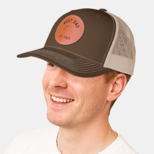 Custom Face Best Dad By Par New Dad Personalized Leather Patch Hat