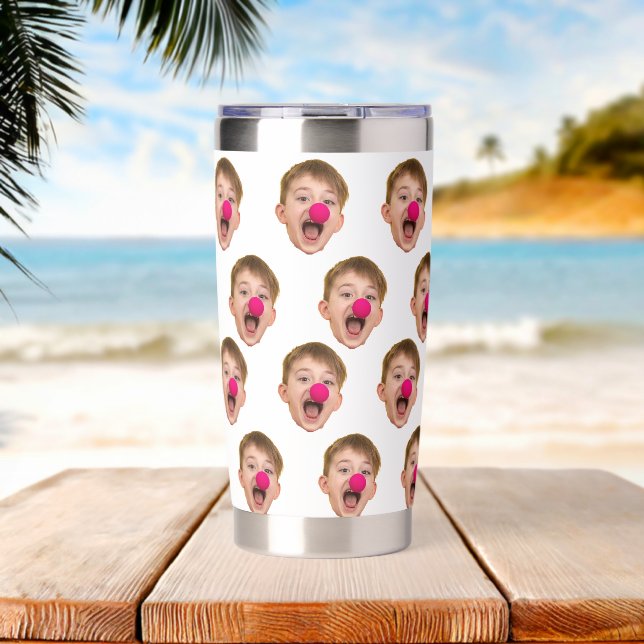 Custom Face Birthday Favors Bachelor Party Insulated Tumbler (Beach (Rotated))