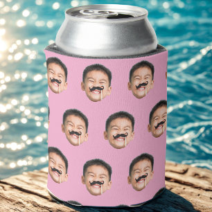 CusTom Face Birthday Favors Bachelor Party Pink Can Cooler