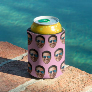 Custom Face Birthday Favors Bachelor Party Pink  Can Cooler