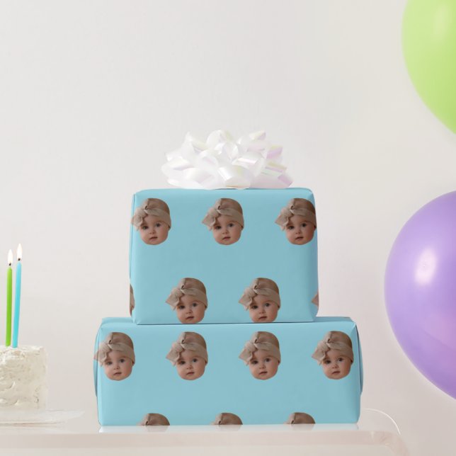 Custom Face Birthday Party Custom Baby Photo Gifts Wrapping Paper (Party Gifts)