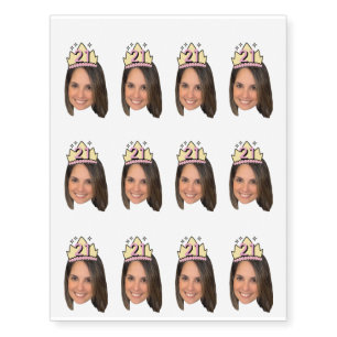 Custom Face Birthday with crown stars & Age sheet Temporary Tattoos