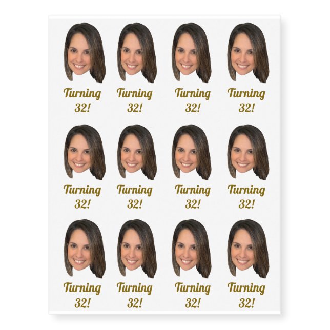 Custom Face Birthday with custom age sheet Temporary Tattoos (Front)