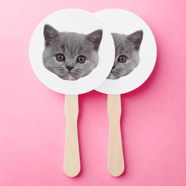 Custom Face Cat Cutout Bachelorette Party Birthday Hand Fan (Creator Uploaded)
