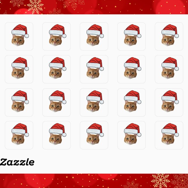 Custom Face Cat Santa Hat Photo Christmas   Square Sticker (Creator Uploaded)