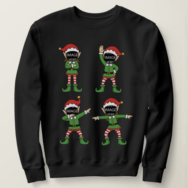 Custom Face Christmas Elf Sweatshirt: Personalized Sweatshirt (Design Front)