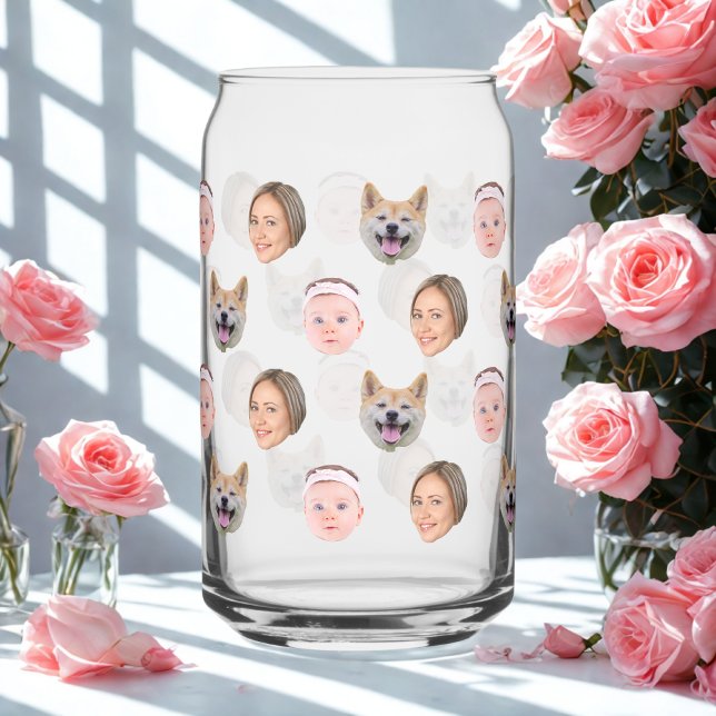 Custom Face, Custom Photo, Family Gift Glasse Can Glass (Creator Uploaded)
