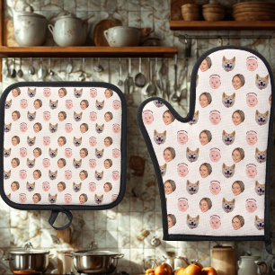 Custom Face, Custom Photo, Family Gift Oven Mitt & Pot Holder Set