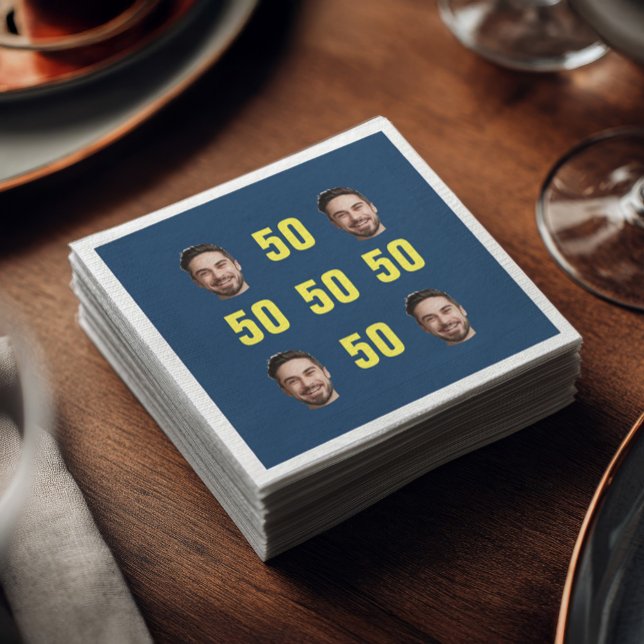 Custom Face Cutout 50th Birthday Fun Photo Napkins (Creator Uploaded)
