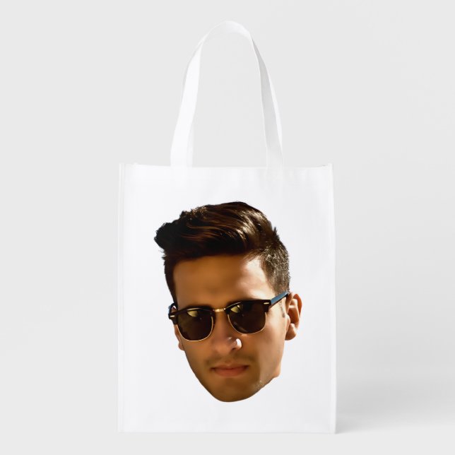 Custom Face Cutout Bachelorette Party Birthday Grocery Bag (Front)