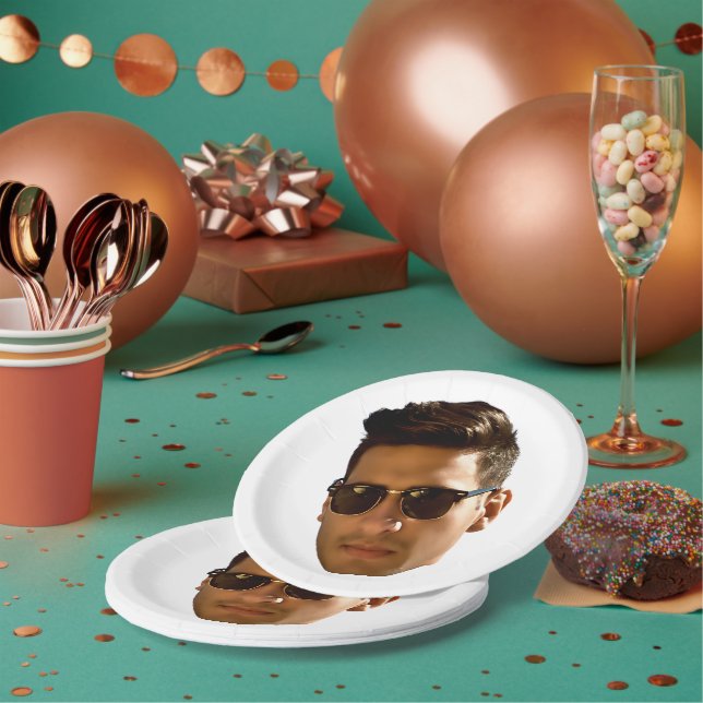Custom Face Cutout Bachelorette Party Birthday Paper Plates (Multi)