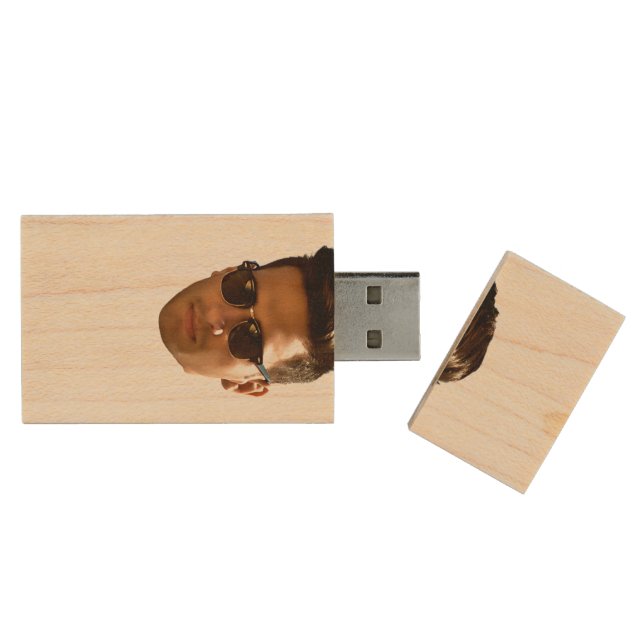 Custom Face Cutout Bachelorette Party Birthday Wood Flash Drive (Opened)