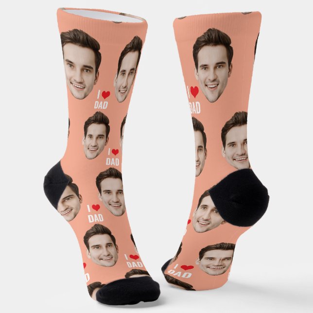 Custom Face Dad Birthday Gift For Dad Father's Day Socks (Angled)
