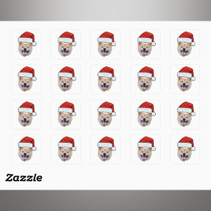 Custom Face Dog Santa Hat Photo Christmas Square Sticker