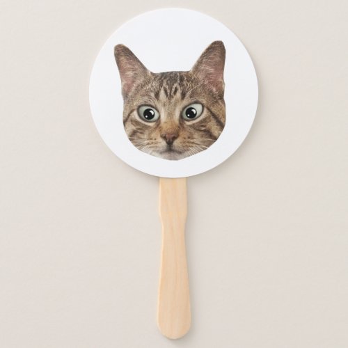 Custom Face Fans With Wooden Handle Cat Decoration