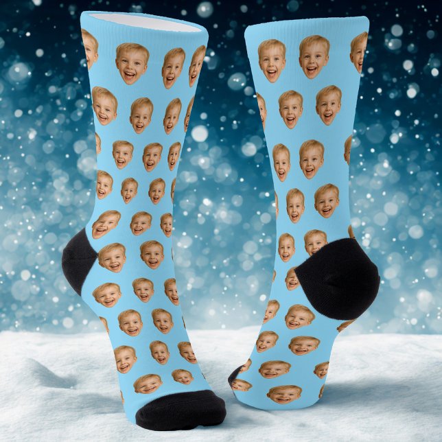 Custom Face Gift, Personalized Face Photo, Blue Socks (Creator Uploaded)