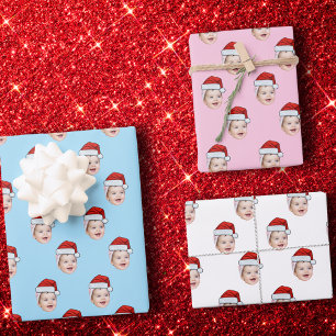 Custom Face Gift Wrap, Santa Claus Hat Face Wrapping Paper Sheets