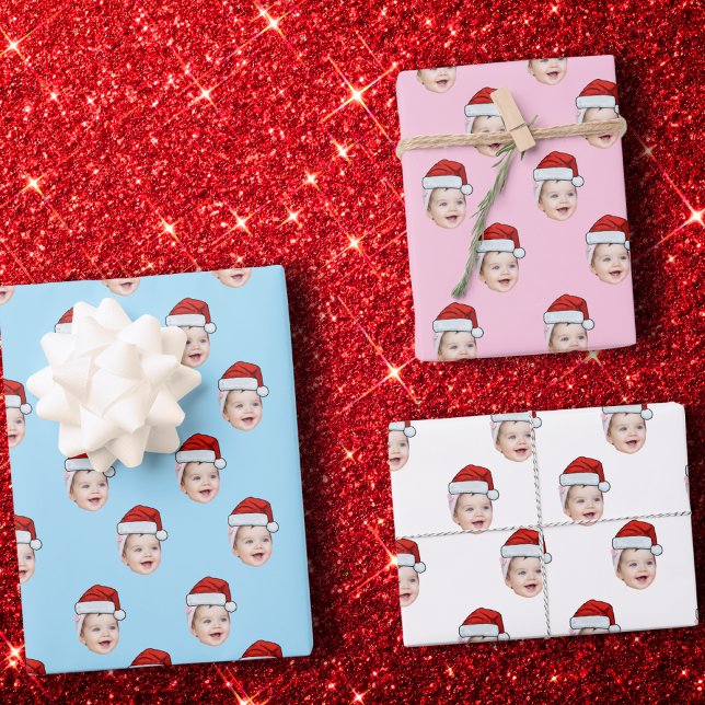 Custom Face Gift Wrap, Santa Claus Hat Face Wrapping Paper Sheets (Creator Uploaded)
