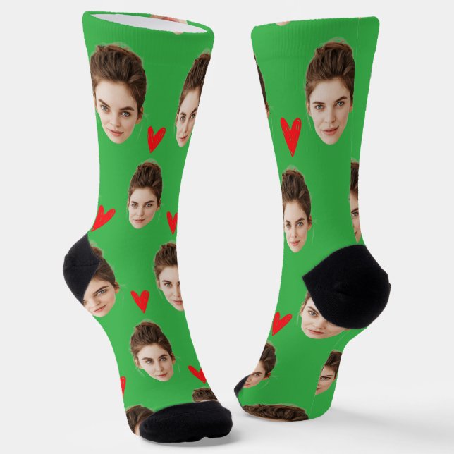 Custom Face Girlfriend Boyfriend Birthday Gift Him Socks (Angled)
