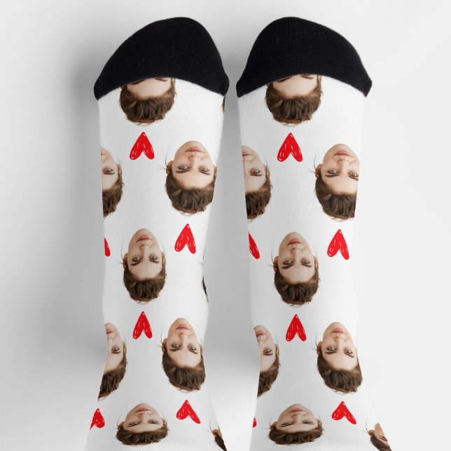 Custom Face Girlfriend Boyfriend Birthday Gift Him Socks (Top)