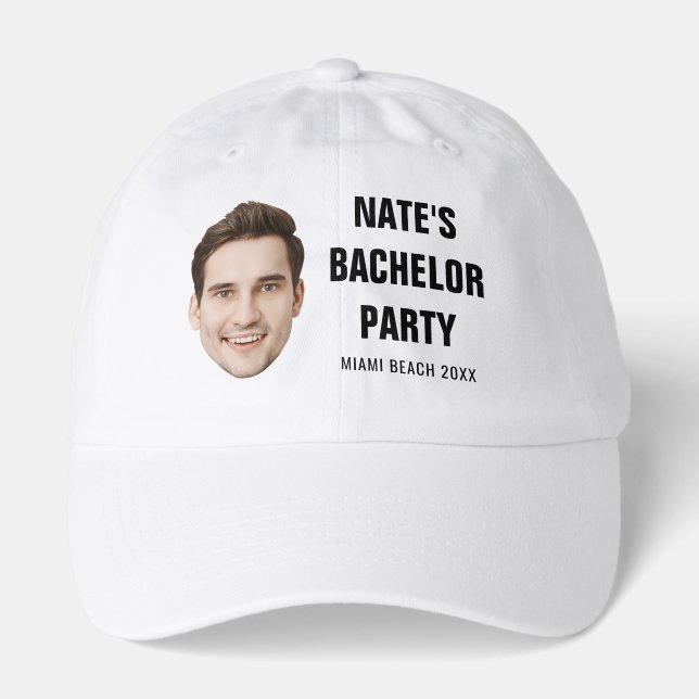 Custom Face Groom Groomsmans Bachelor Party Favors Hat (Front)