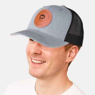 Custom Face Groom Groomsmans Bachelor Party Favors Leather Patch Hat