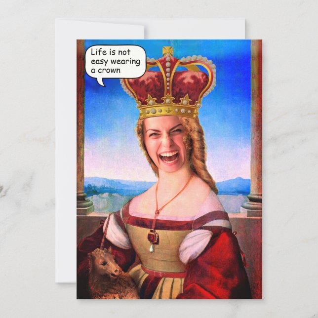 Custom face in hole queen with crown  invitation (Front)