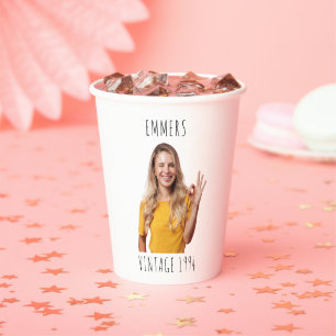 Custom Face Party 30th Birthday Vintage 30th 40th Paper Cups