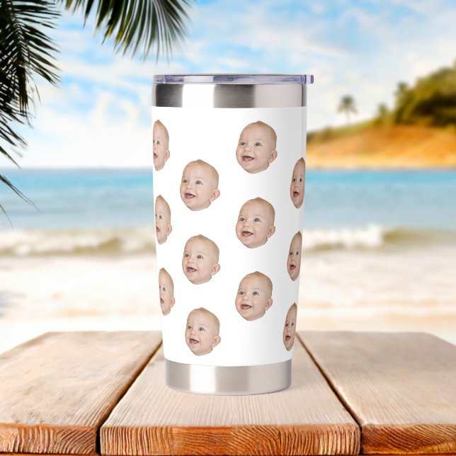 Custom Face Personalized Baby Pet Mom Dad Birthday Insulated Tumbler (Beach)